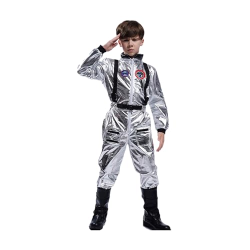 Astronaut Kostüm Damen Herren | Astronauten Kostüm Erwachsene Damen Weltraum Anzug Herren Overall Jumpsuit Glitzer Raumfahrer Uniform Für Fasching Karneval Cosplay Paar Rollenspiel Kostüm Outfit von MAIDONG