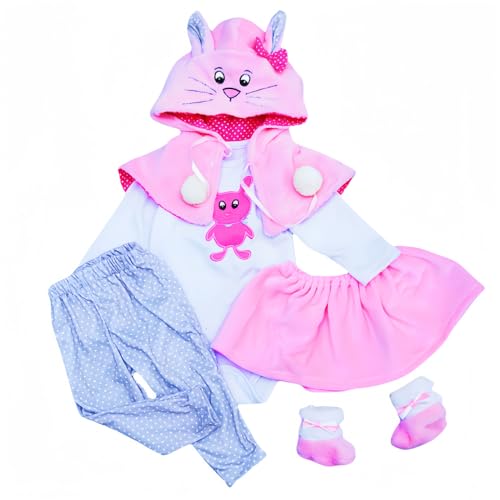 Baby Puppen Kleidung Hase Outfit Passend für 35–45 cm Neugeborene Babypuppe, Reborn Babypuppen Kleidung Zubehör für 14-18 Zoll Puppen, Babykleidung mit Schuhen 5 Stück von MAIHAO