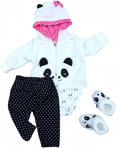 Puppen Kleidung Baby Bekleidung Panda Outfit für 46-60 cm Neugeborene Reborn Baby Puppe, Baby Puppenkleidung Zubehör passend für 18-24 Zoll Reborn Puppen Mädchen&Junge Baby Kleidung von MAIHAO