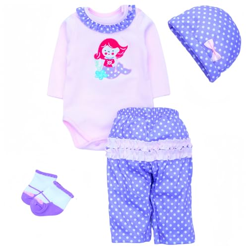 Reborn Baby Puppen Kleidung Zubehör Outfit Passend für 17-22 Zoll Reborn Puppen Neugeborenes Baby Kleidung Set 【Super Süße Meerjungfrauen 4pcs Set】 von MAIHAO