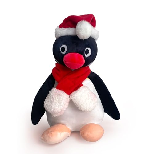 MAISEEN Weihnachtshut Pinguin Plüschtier, weiches Plüschtier süße Dekoration, Kinder Spielkamerad Kissen 33 cm von MAISEEN