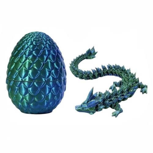 MAKFORT 3D Gedruckter Drache Überraschungsdrache Im Ei Artikulierter Kristalldrache mit Drachenei Beweglicher Drachen Figuren Überraschung Easter Dracheneier Wohnkultur Schreibtischspielzeug von MAKFORT