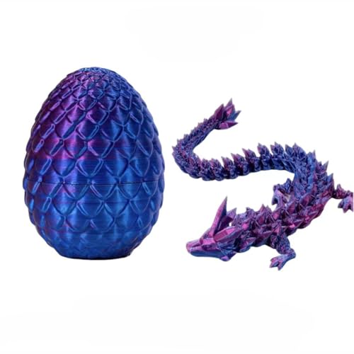 MAKFORT 3D Gedruckter Drache Überraschungsdrache Im Ei Artikulierter Kristalldrache mit Drachenei Beweglicher Drachen Figuren Überraschung Easter Dracheneier Wohnkultur Schreibtischspielzeug von MAKFORT