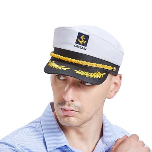 MAKFORT Kapitänsmütze für Erwachsene Seemann Marine Admiral Kostümzubehör für Damen und Herren Weiß von MAKFORT