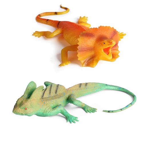 MAKFORT Realistische Eidechsenfiguren Weiche Gummi Elastisches Eidechsenmodell Lebensechtes Reptilienspielzeug 2Pcs von MAKFORT