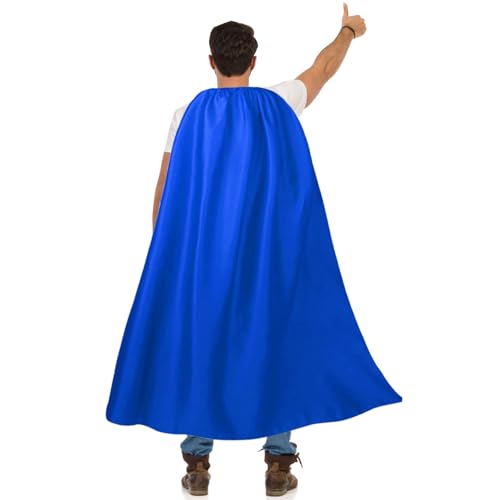 Maklulu Superhelden-Umhänge und Masken für Erwachsene, Halloween-Vampir-Capes, Superhelden-Party, Capes, Superhelden-Kostüm (blau, 140 cm) von MAKLULU