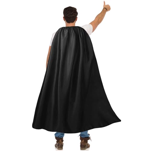 Maklulu Superhelden-Umhänge und Masken für Erwachsene, Halloween-Vampir-Capes, Superhelden-Party-Umhänge, Superhelden-Kostüm (schwarz, 140 cm) von MAKLULU