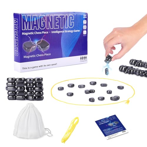 Magnetisches Schachspiel mit Steinen: Magnetschachspiel mit Schnur - Tragbares magnetisches Schachset mit Aufbewahrungstasche - Party Reise Desktop Magnetisches Strategiespiel - Familienspiele für von MALIPAYON