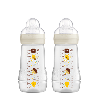 MAM Babyflasche Easy Active™ Größe 1 ab 0+M 270 ml, Biene/ Igel im Doppelpack von MAM