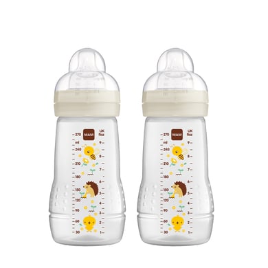 MAM Babyflasche Easy Active™ Größe 1 ab 0+M 270 ml, Biene/ Igel im Doppelpack von MAM