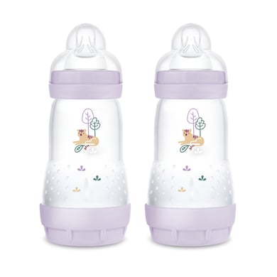 MAM Babyflasche Easy Start Anti-Colic matt 2x 260 ml ab 0 Monaten, Tiger von MAM