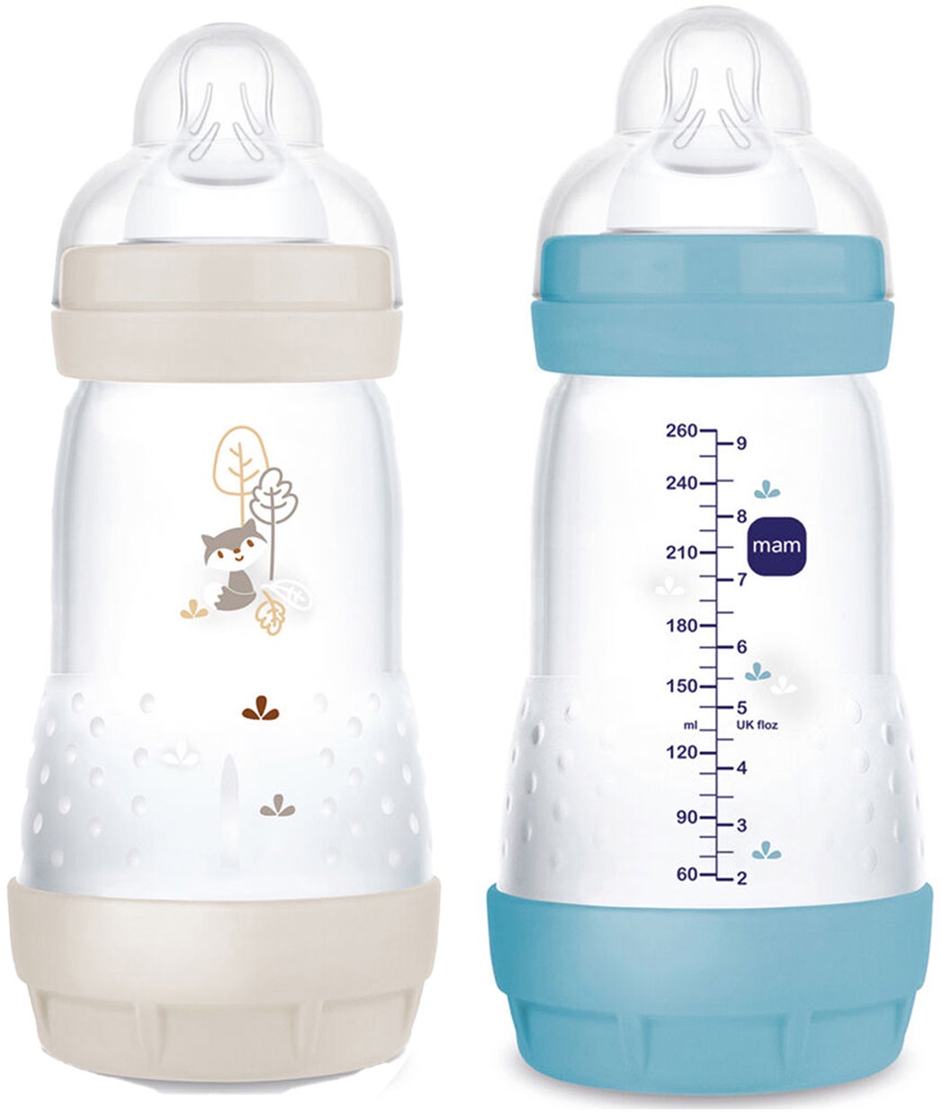 MAM Easy Start Babyflasche Anti-Kolik 260 ml 2er-Pack, Blau/Neutral von MAM