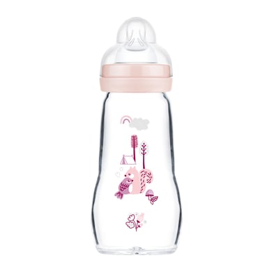 MAM Glasflasche Feel Good 260 ml ab 0 Monaten Vogel/Eichhörnchen rosa von MAM