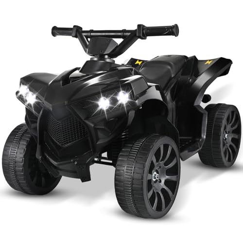 6V Kinderquad Elektro, Elektroquad Kinder 3-5 KM/h, ATV Kinderauto Kindermotorrad mit MP3-Musikplayer Trompete und Scheinwerfer,USB-Aufladung, Kinderfahrzeug Quad Elektro für Kinder ab 3 Jahre,Schwarz von MAMIZO