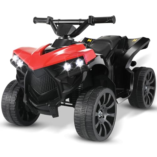 6V Kinderquad Elektro, Elektroquad Kinder 3-5 KM/h, ATV Kinderauto Kindermotorrad mit MP3-Musikplayer Trompete und Scheinwerfer,USB-Aufladung, Kinderfahrzeug Quad Elektro für Kinder ab 3 Jahre, Rot von MAMIZO