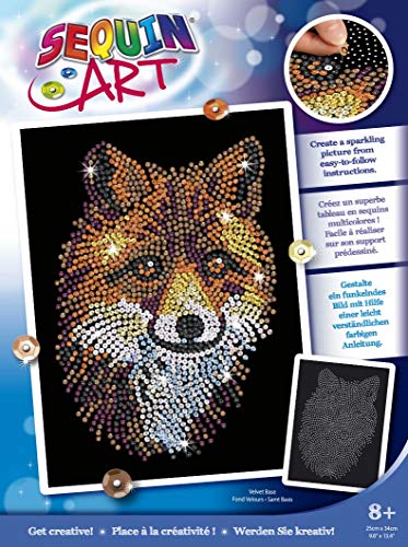 MAMMUT 8041934 - Sequin Art Paillettenbild Fuchs, Steckbild Kreativset, Bastelset mit Styropor Rahmen, samtige Bildvorlage, Pailletten, Steckstiften, Anleitung, für Kinder ab 8 Jahre von Mammut Spiel & Geschenk