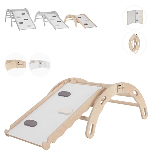 MAMOI® Kletterbogen mit rutsche, Kletterdreieck, Baby Klettern, Klettergerüst aus Holz, Holzbogen für Kinder, Rutschbrett für Spielplatz, Klettergerüst Indoor ab 1 Jahr 2/3 Jahre, Montessori von MAMOI