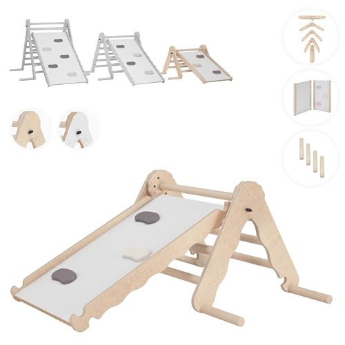 MAMOI® Klettergerüst Indoor, Kletterdreieck mit rutsche Holz, Baby Kinder Klettern, Kletterturm rutschbrett, Kletterbogen kinderrutsche, Klettergerüst, Montessori Spielzeug ab 1 Jahr 2/3 Jahre von MAMOI