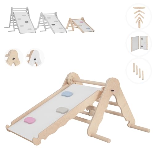 MAMOI® Klettergerüst Indoor, Kletterdreieck mit rutsche Holz, Baby Kinder Klettern, Kletterturm rutschbrett, Kletterbogen kinderrutsche, Klettergerüst, Montessori Spielzeug ab 1 Jahr 2/3 Jahre von MAMOI