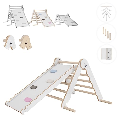 MAMOI® Klettergerüst Indoor, Kletterdreieck mit rutsche Holz, Baby Kinder Klettern, Kletterturm rutschbrett, Kletterbogen kinderrutsche, Klettergerüst, Montessori Spielzeug ab 1 Jahr 2/3 Jahre von MAMOI