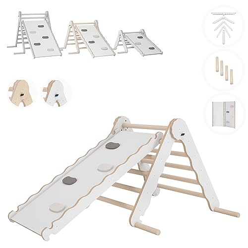 MAMOI® Klettergerüst Indoor, Kletterdreieck mit rutsche Holz, Baby Kinder Klettern, Kletterturm rutschbrett, Kletterbogen kinderrutsche, Klettergerüst, Montessori Spielzeug ab 1 Jahr 2/3 Jahre von MAMOI