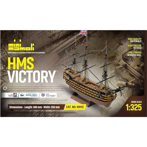 MAMOLI Mini Victory Scale: 1/325 Wooden Ship Model KIT,PRE-Built Hull Length: 300 mm, Height:200mm MM12 von MAMOLI