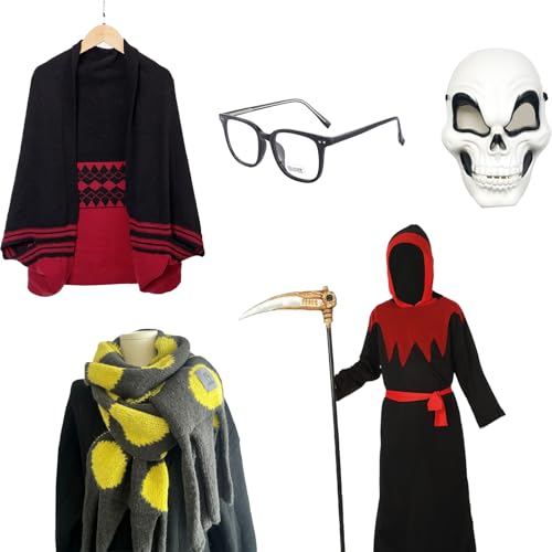 Cosplay Kostüm, Magier Robe Halloween Magische Roben Kostüm, Der Stab, Krawatte, Schal, Anzug, Brille, Kostüme für den Schulball von MANBOC