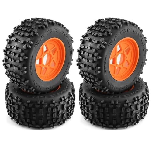 MANGRY 4Pcs 170Mm 1/7 1/8 Monster Stunt Truck Reifen 12Mm 14Mm 17Mm Rad Hex Fit for Traxxas Schlitten for Arrma for Kraton Outcast for Tamiya (Size : Orange) von MANGRY