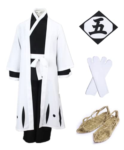 MANMICOS Anime-Aizen-Sousuke-Kostüm, US-Größe, schwarzer Kimono, Halloween-Anzug, Größe 3XL von MANMICOS