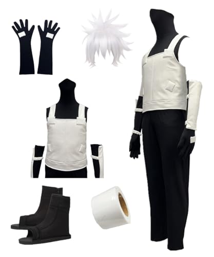 MANMICOS Anime-Anbu-Cosplay-Kostüm, US-Größe, Weiß, PU-Weste, Partyanzug (XX-Large) von MANMICOS