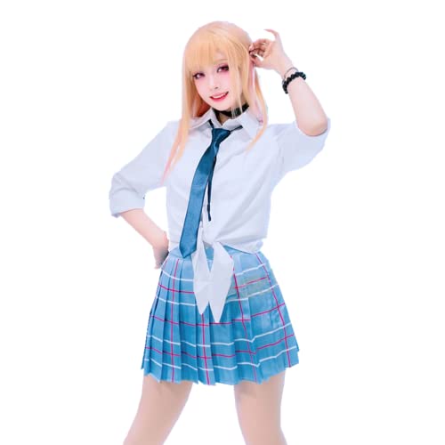 MANMICOS Anime-Cosplay-Kostüm, US-Größe, Kitagawa Sea Plaid Rock, Anzug Perücke und Schuhe (Größe XL) von MANMICOS