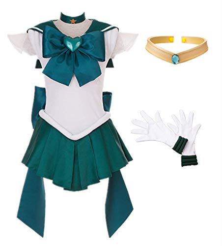 MANMICOS Anime Sailor Moon Sailor Neptun Cosplay Kostüm KaiOu Michiru Halloween Anzug, blau, 46 von MANMICOS