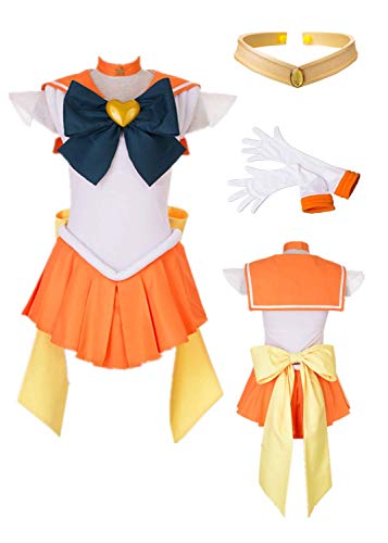 MANMICOS Anime Sailor Moon Sailor Venus Cosplay Kostüm Aino Minako Halloween Anzug, Orange, 48 von MANMICOS