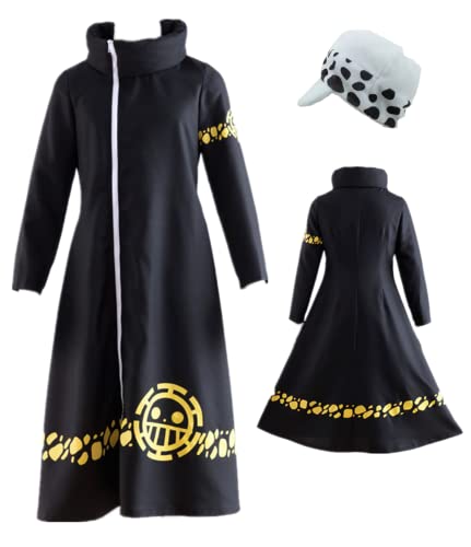 MANMICOS US-Größe, Anime Trafalgar Law Cosplay-Kostüm, Halloween, schwarzer Umhang, Größe L von MANMICOS