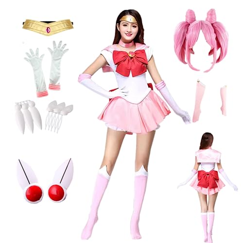 MANMICOS US Größe Anime ChibiUsa Cosplay Kostüm Halloween Rock Perücke Anzug (Medium) von MANMICOS