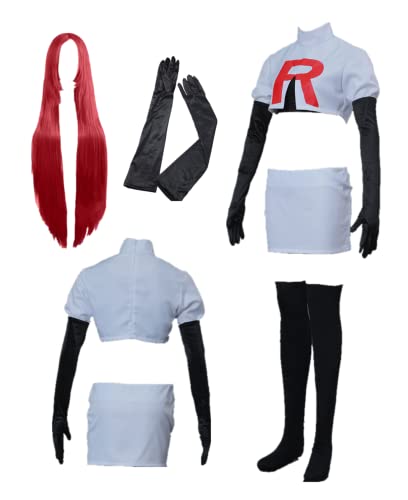 MANMICOS US-Größe Anime Jessie Cosplay Kostüm Rocket Team Kits Damen Partyanzug (groß) von MANMICOS