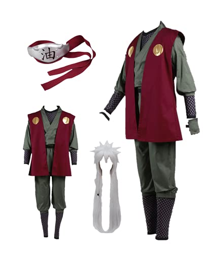 MANMICOS US Größe Anime Jiraiya Cosplay Kostüme Rote Weste Halloween Anzug (3X-Large) von MANMICOS