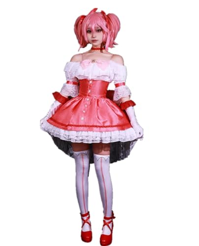 MANMICOS US-Größe Anime Kaname Madoka Cosplay Kostüme Damen Rosa Kleid Party Anzug (X-Large) von MANMICOS