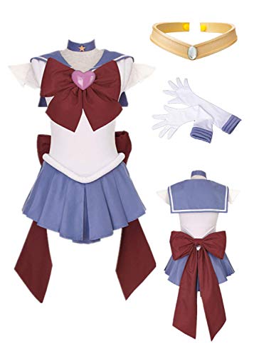 MANMICOS US-Größe Anime Sailor Saturn Cosplay Kostüm mit Schleife Tomoe Hotaru Halloween Anzug, blau, 36 von MANMICOS