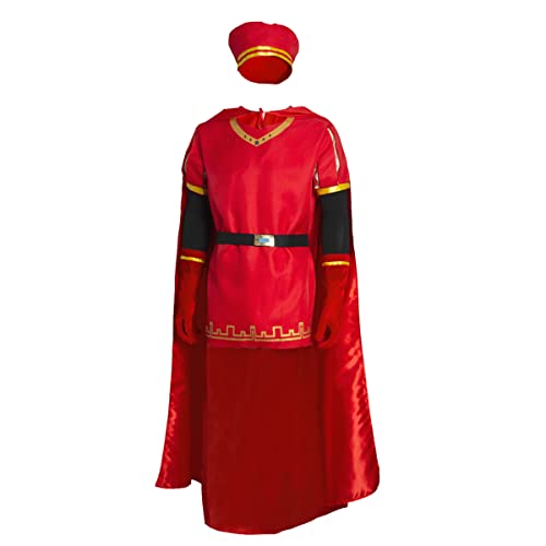 MAPLECOS Lord Farquaad Kostüm Halloween Cosplay Roter Umhang Tunika Robe Umhang Kopfbedeckung Kleidung Komplettes Set (Rot, XX-Large) von MAPLECOS