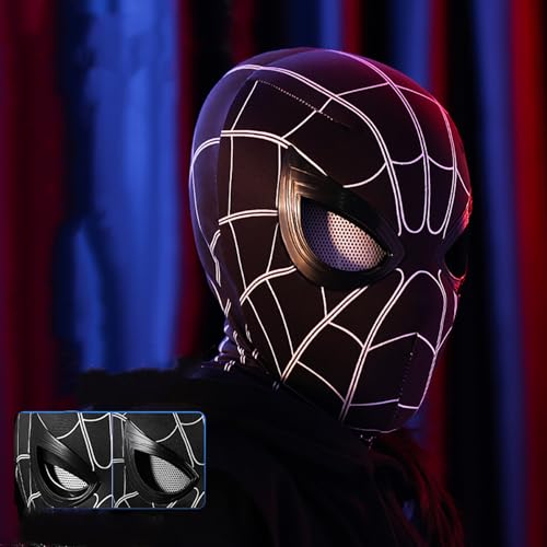 MAQRLT Spider-Helden-Maske mit beweglichen Augen, Superhelden-Maske, Vollgesicht, Kinnkontrolle, Augengröße, Held, Cosplay-Maske für Kinder/Erwachsene von MAQRLT