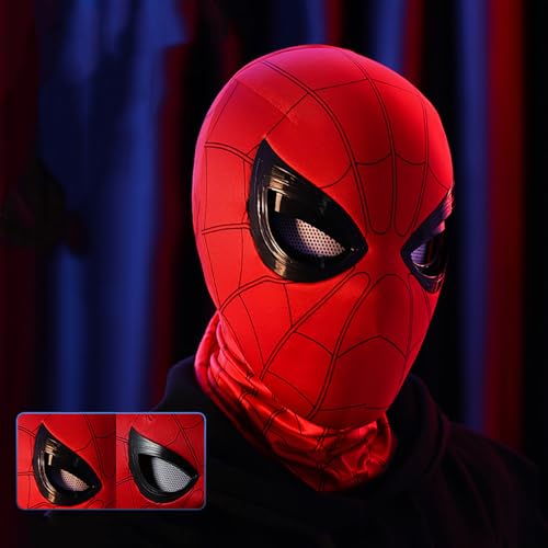 MAQRLT Spider-Maske mit beweglichen Augen, Superhelden-Maske, Vollgesicht, Kinnkontrolle, Augengröße, Held, Cosplay-Maske für Kinder/Erwachsene von MAQRLT