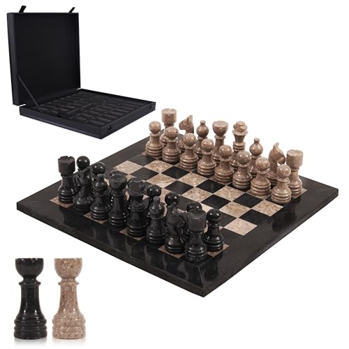 Marble Chess Set 30.5 cm Inches Black & Oceanic Handmade Chess Sets for Adults - Marble Board Game for Family with Storage Box & 2 Extra Queen, Ideal Travel Chess Set & Home Decor von MARBLE RANGE