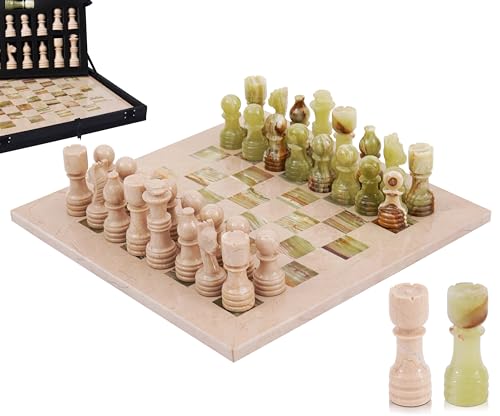 Marble Chess Set 30.5 cm Inches Verona & Green Handmade Chess Sets for Adults - Marble Board Game for Family with Storage Box & 2 Extra Queen, Ideal Travel Chess Set & Home Decor von MARBLE RANGE