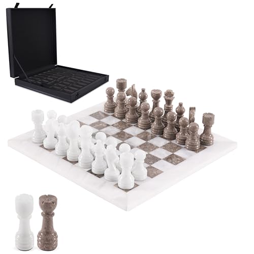 Marble Chess Set 30.5 cm Inches White & Oceanic Handmade Chess Sets for Adults - Marble Board Game for Family with Storage Box & 2 Extra Queen, Ideal Travel Chess Set & Home Decor von MARBLE RANGE