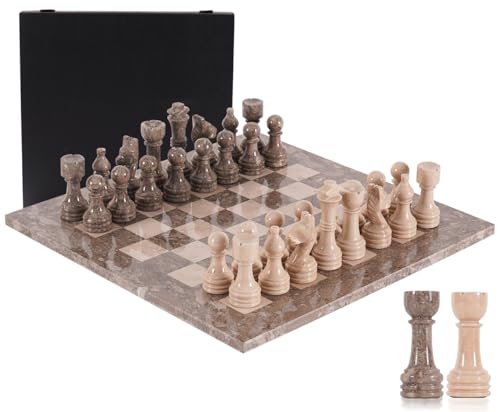 Marble Chess Set 38.1 cm Inches Oceanic & Verona Handmade Chess Sets for Adults - Marble Board Game for Family with Storage Box & 2 Extra Queen, Ideal Travel Chess Set & Home Decor von MARBLE RANGE