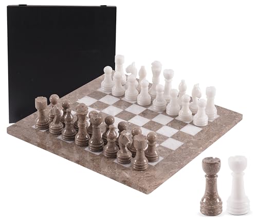 Marble Range Marble Chess Set 38.1 cm Inches Handmade Board Game for 2 Players - Oceanic & White Chess Game for Outdoor and Home Decor von MARBLE RANGE