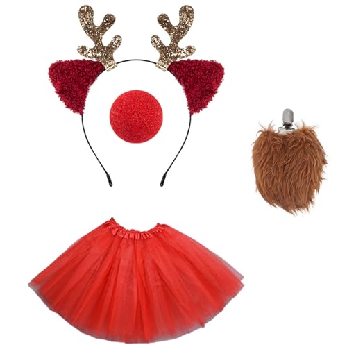 MARCBUSE Rentiergeweih Stirnbänder Set Weihnachten Ohren Kopfschmuck Frauen Kinder Haarreifen für Urlaub Partys und Cosplay Event von MARCBUSE