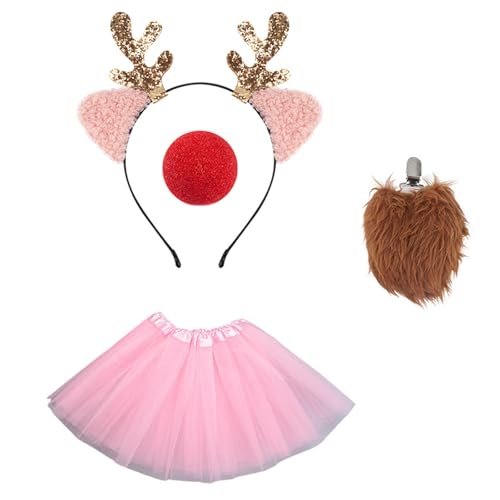 MARCBUSE Rentiergeweih Stirnbänder Set Weihnachten Ohren Kopfschmuck Frauen Kinder Haarreifen für Urlaub Partys und Cosplay Event von MARCBUSE