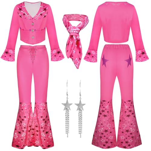 MARCSONNIA 70er 80er Jahre Cowgirl-Kostüm für Damen, Erwachsene, Disco, Hippie-Outfits 2023, Film, Halloween, Cosplay, Kostüm, Größe L von MARCSONNIA